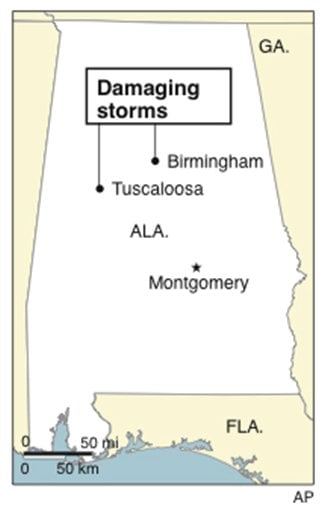 Alabama Tornado Map