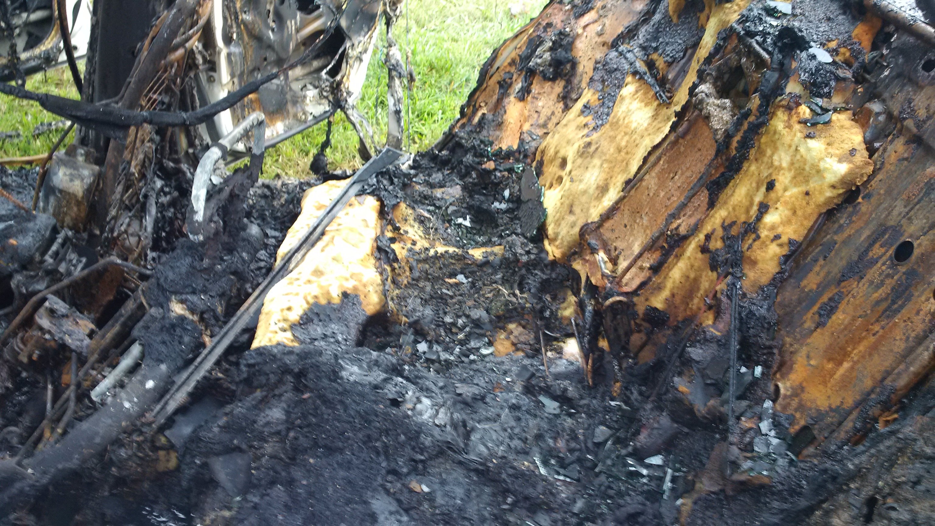 Burned car interior