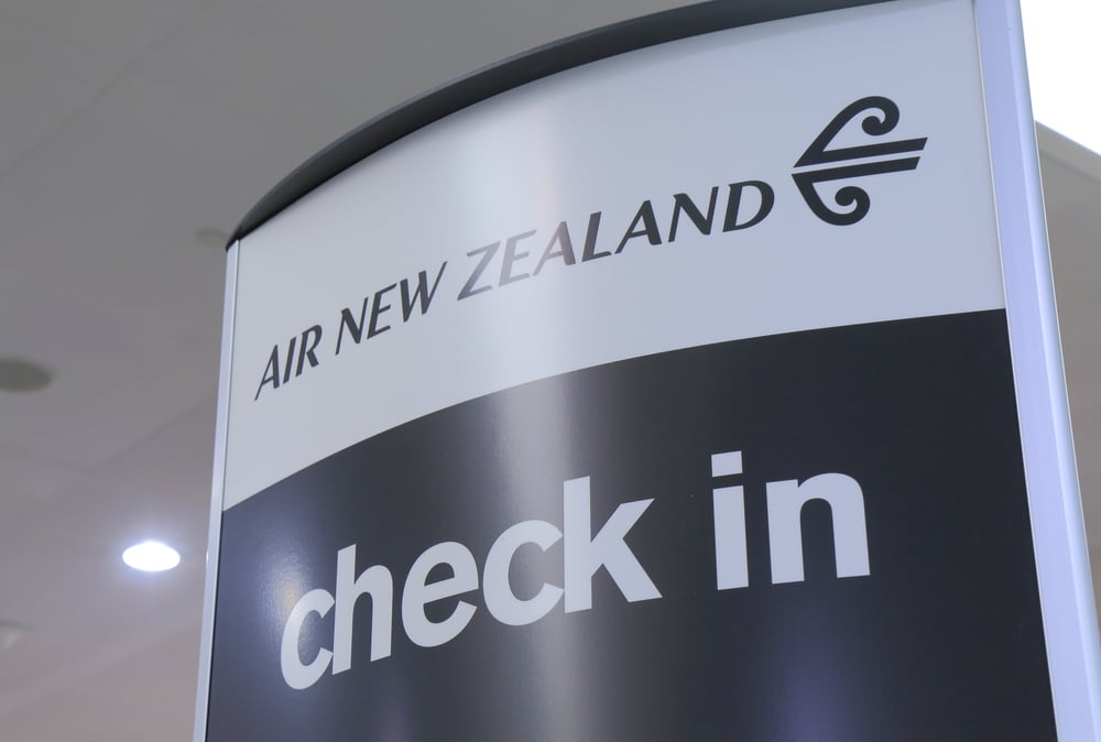 Air New Zealand check in sign