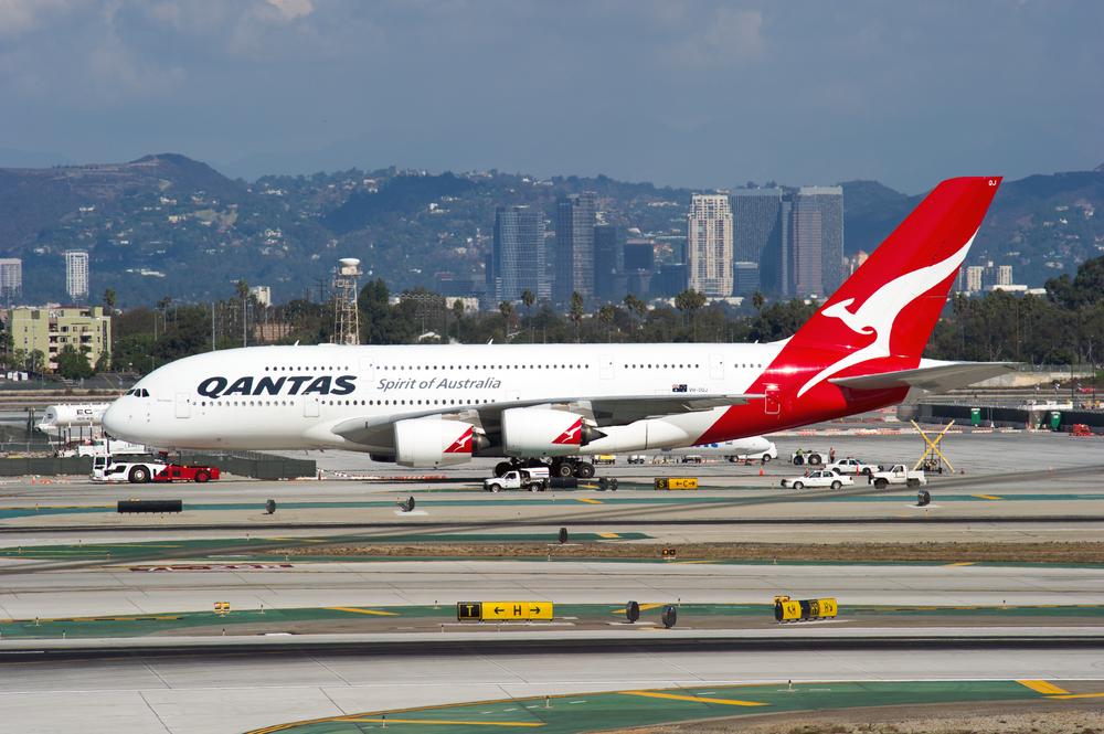 Qantas airplane on the tarmac