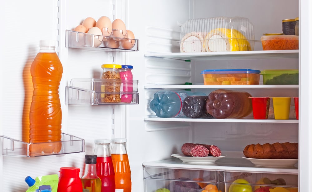 Open refrigerator with food