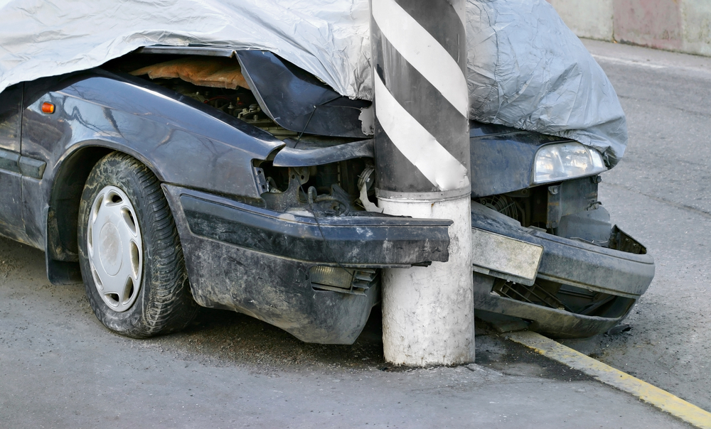 Car collision with pole