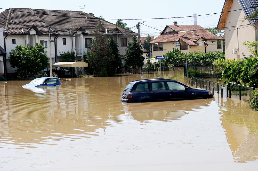 car damaged by flooding