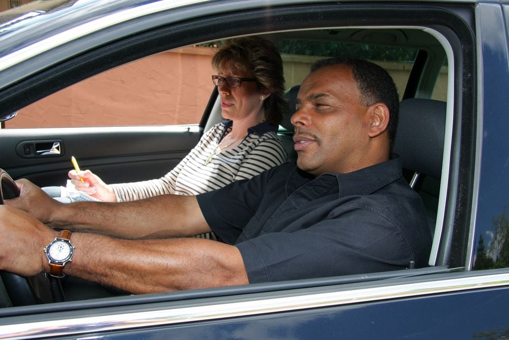 Man taking a driving class