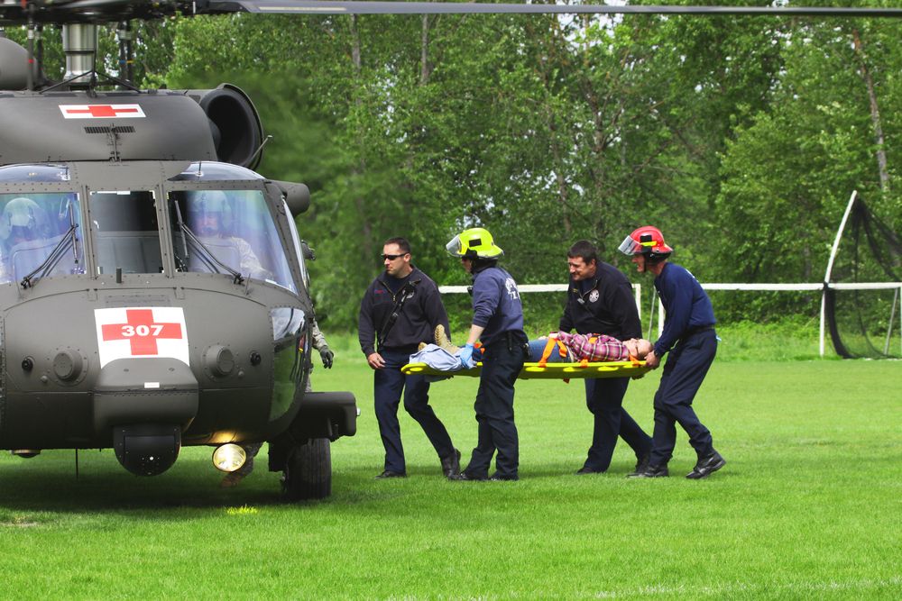 Helicopter rescue of injured person