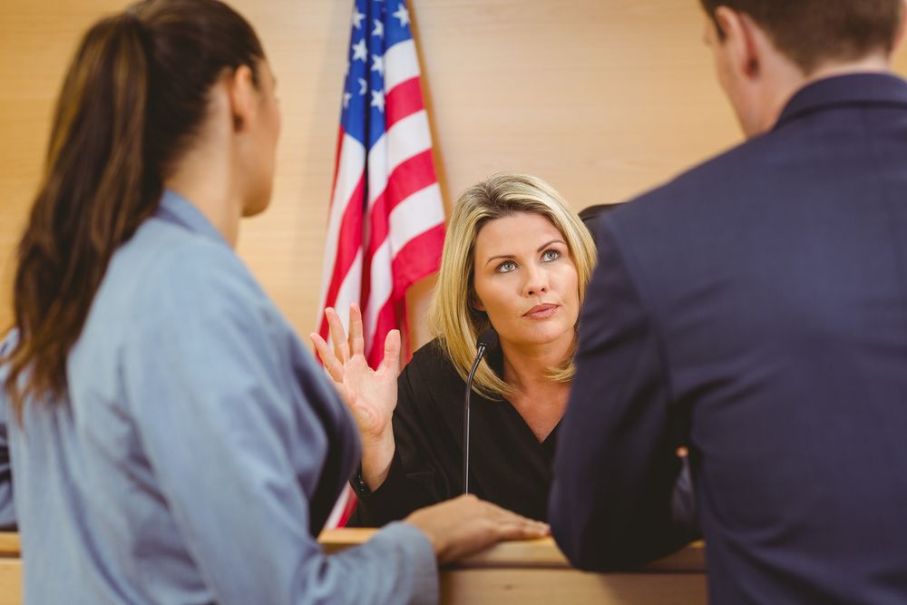 courtroom judge and lawyers