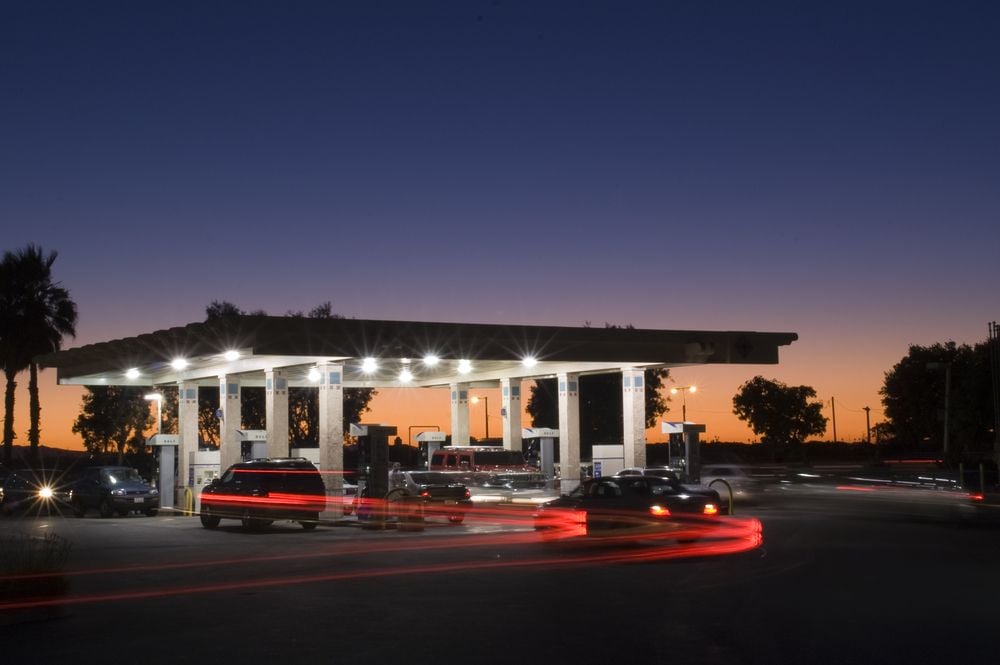 gas station at twilight