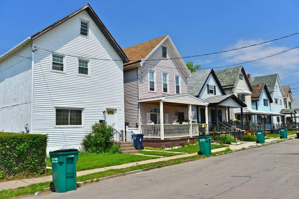 wooden houses in the industrial suburb of Buffalo, NY