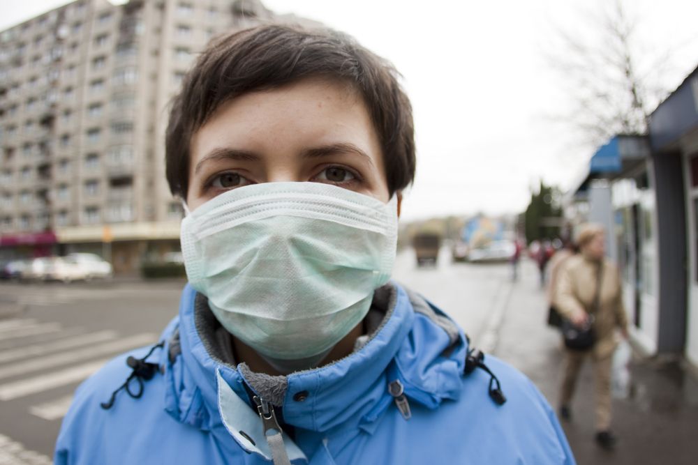 woman wearing a medical mask