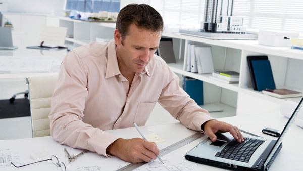 businessman working on laptop