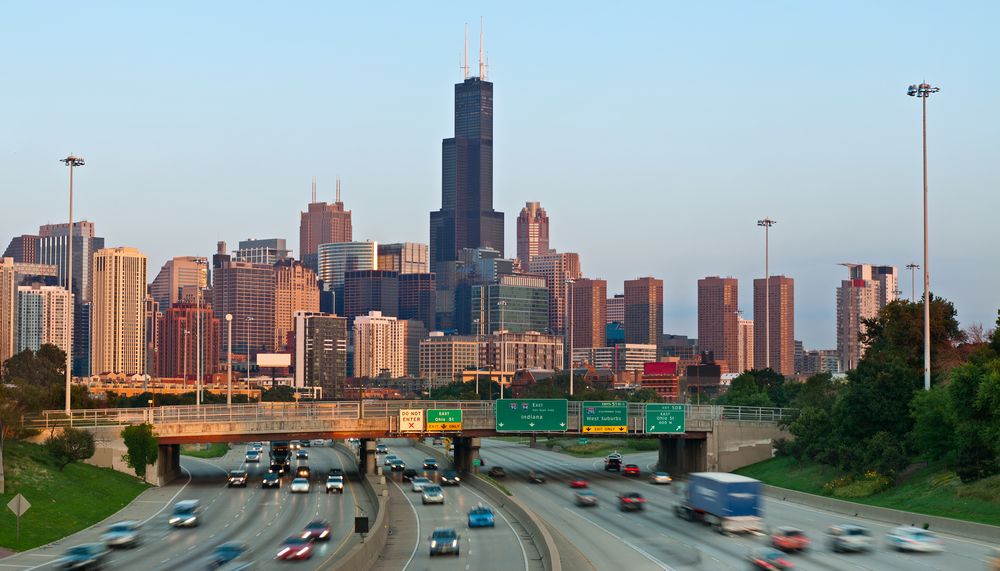 Highway I-94 heading into Chicago