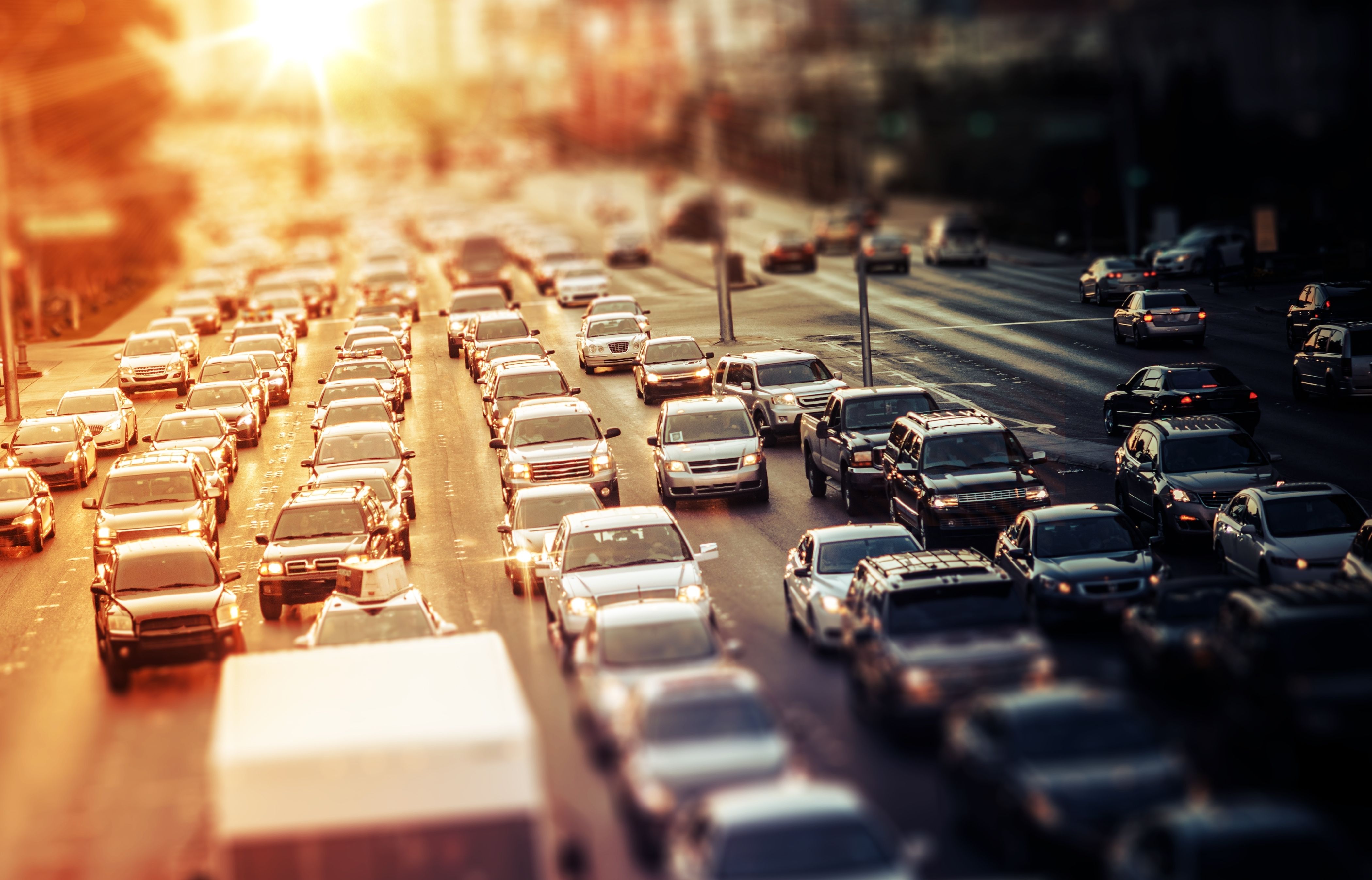 Las Vegas Nevada highway traffic at sunset