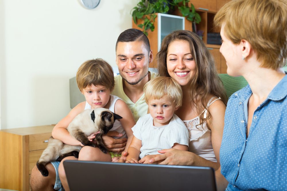 Female insurance agent helping a family