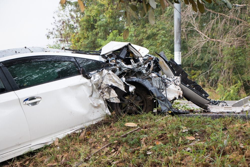 white car in crash