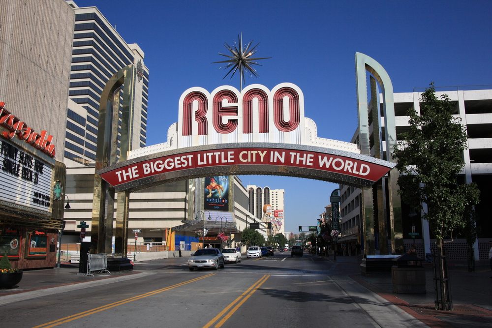 The famous Virginia Street neon welcome sign in Reno, Nev.