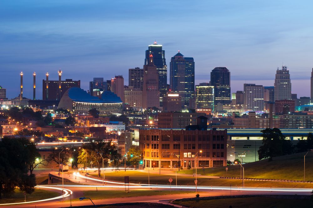 Kansas city skyline at sunrise