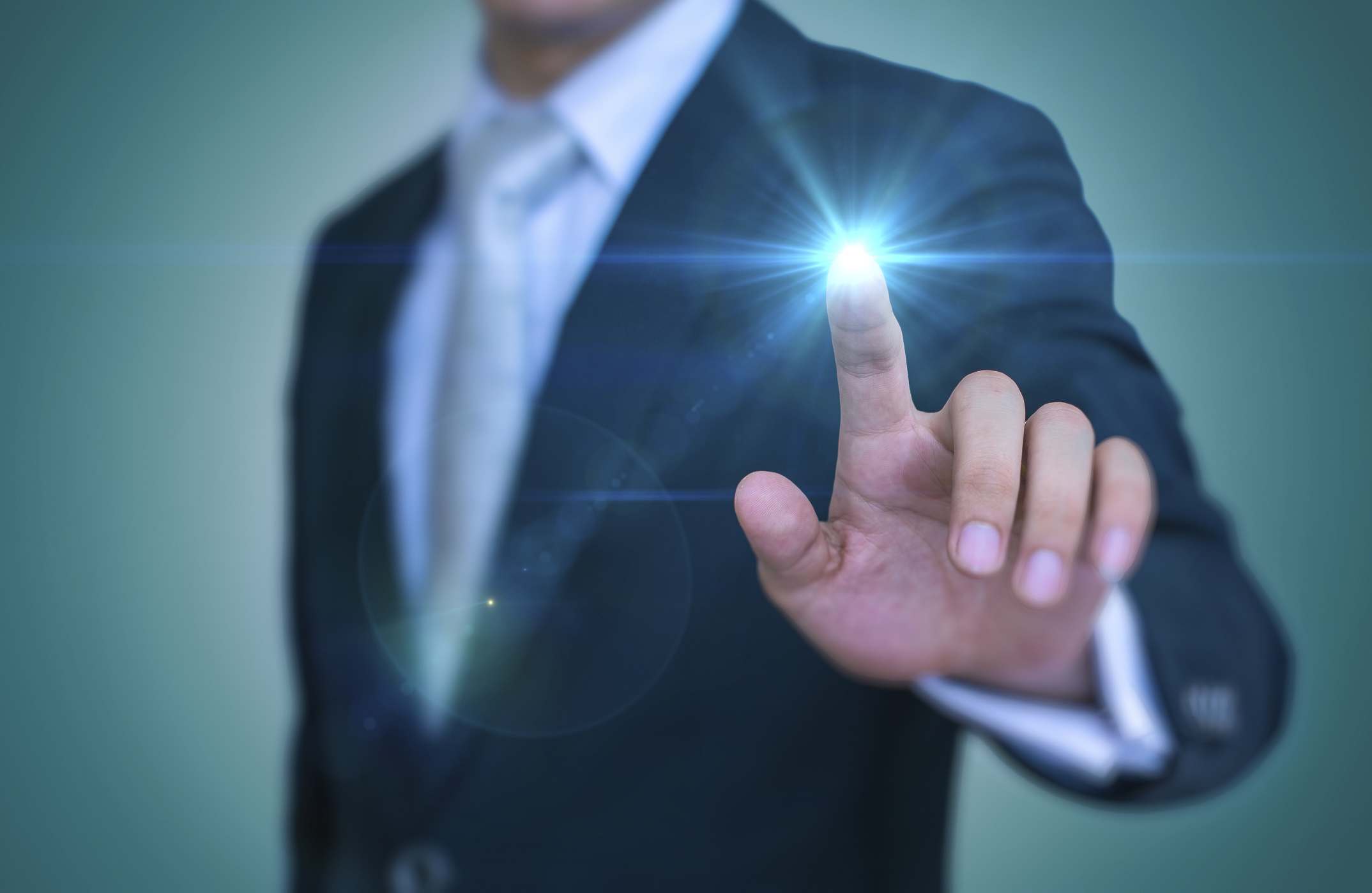 businessman touching a screen