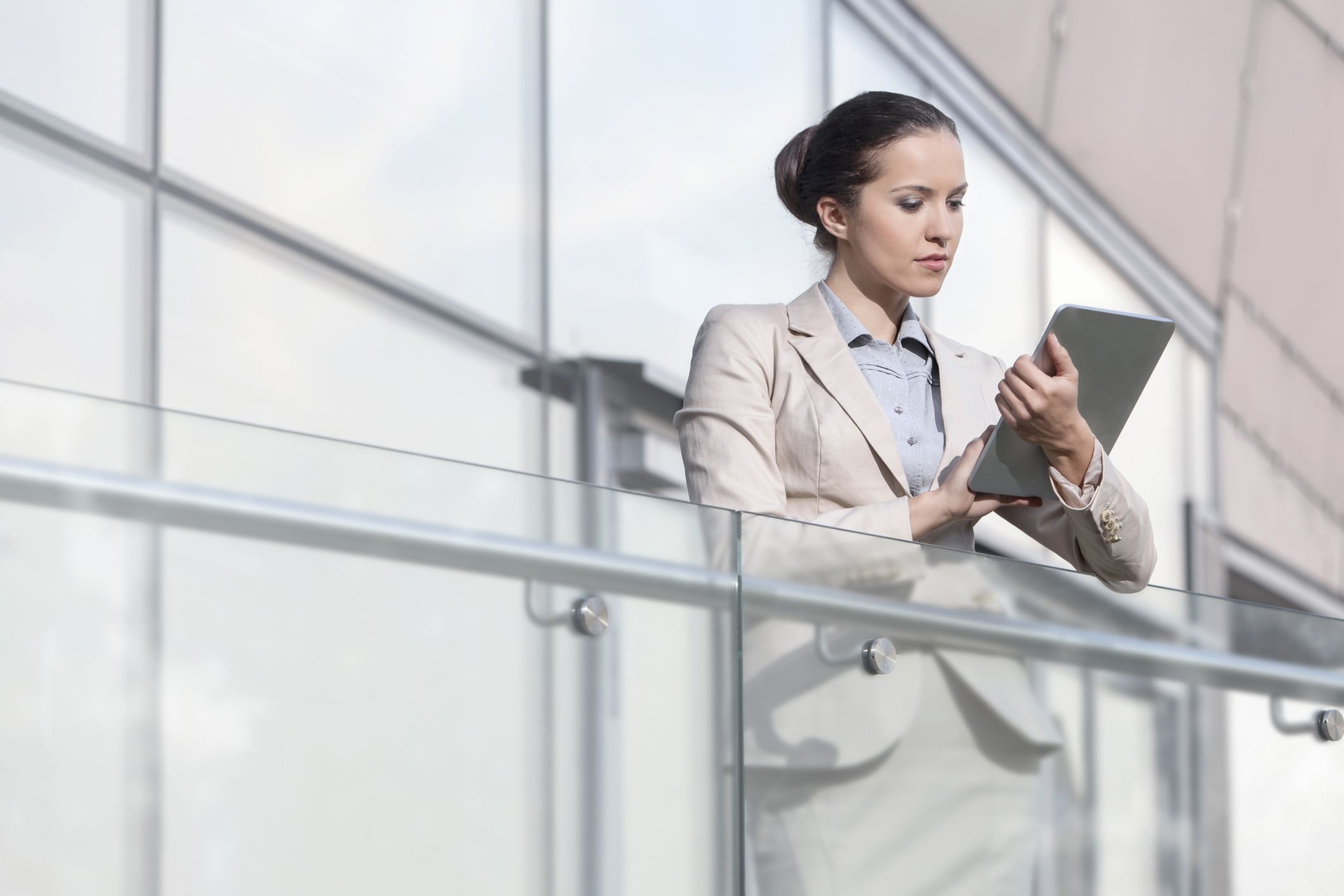 business woman working on a tablet