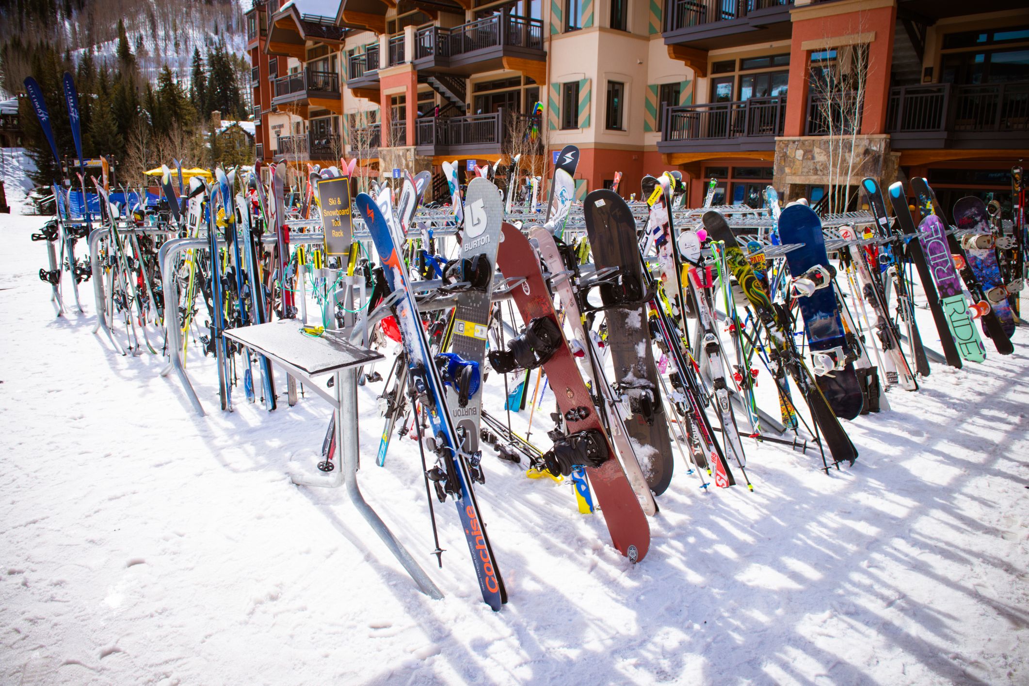 Vail, USA - February 12, 2015: Skiers and lift during ski season in Vail, Colorado