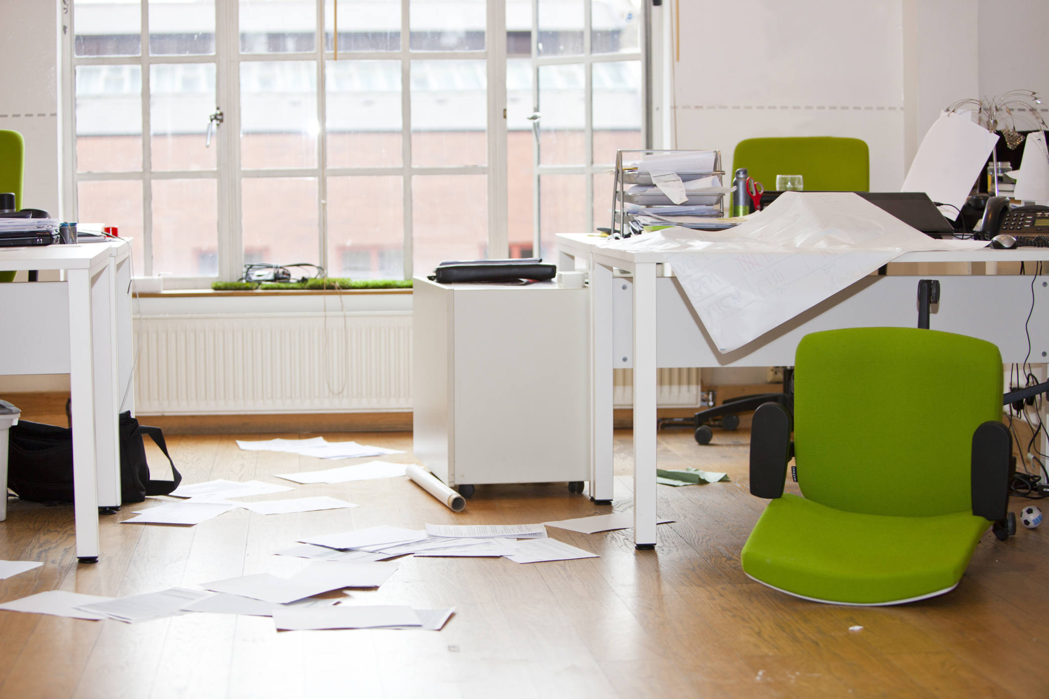 destroyed office