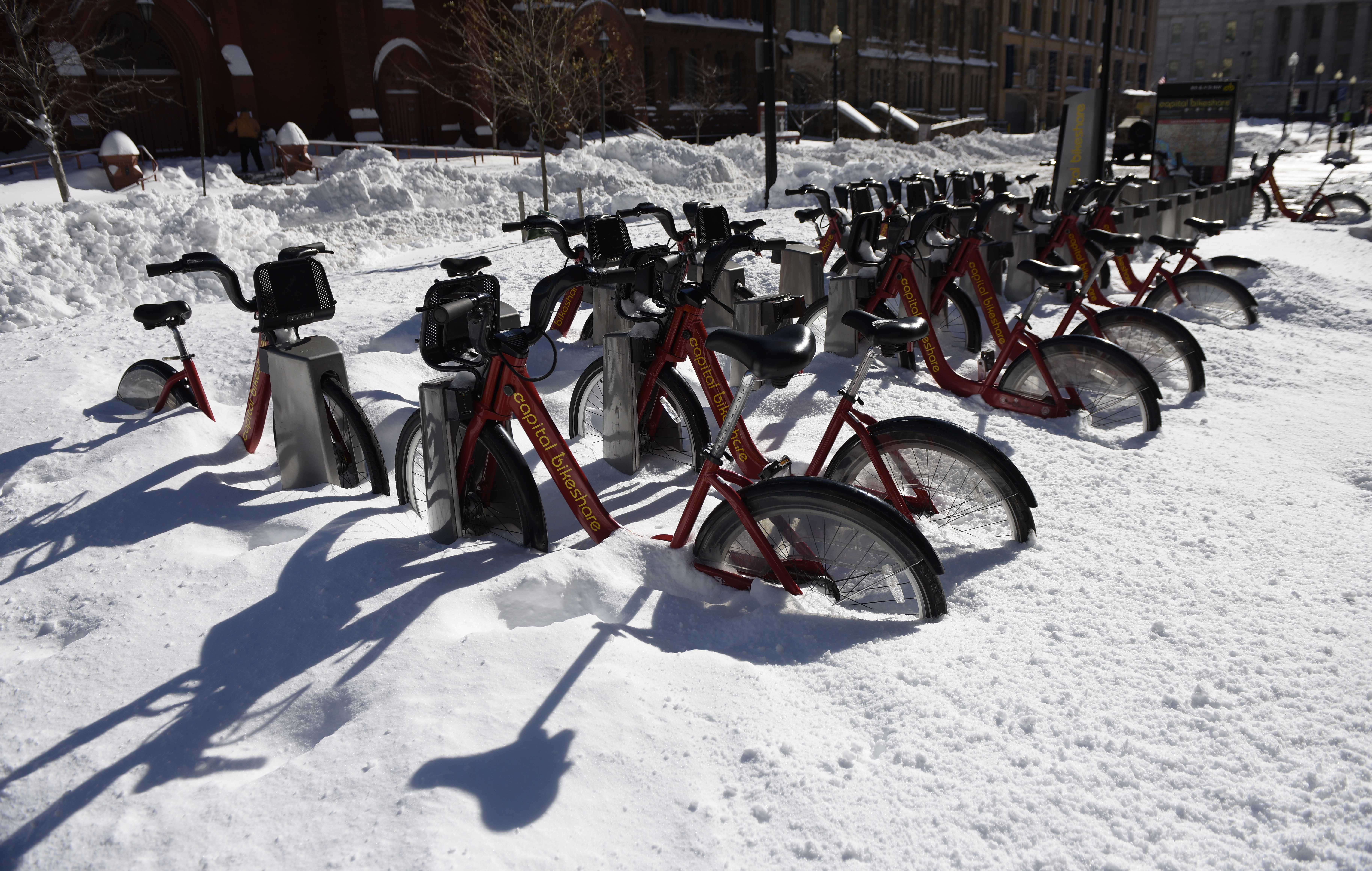 Bikes buried in snow in Washington