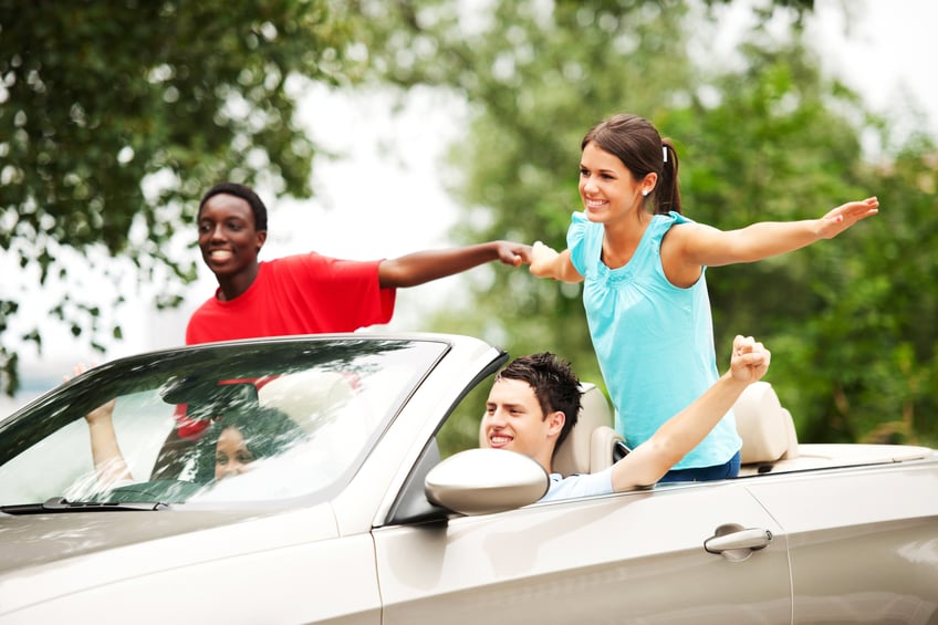 Teens in a convertible