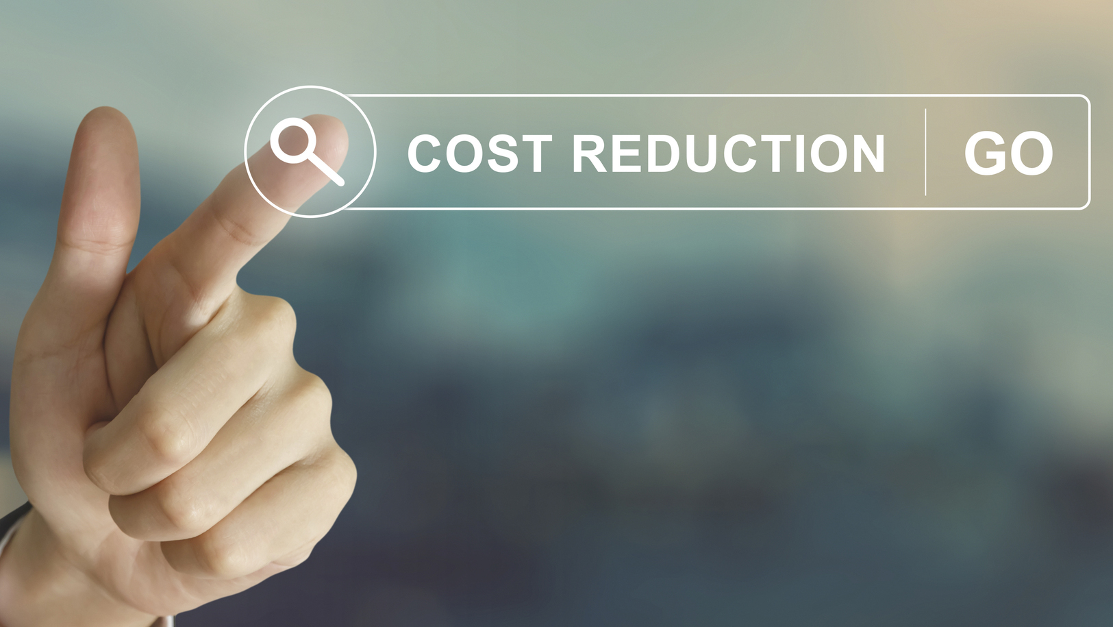 Finger pointing at cost reduction button