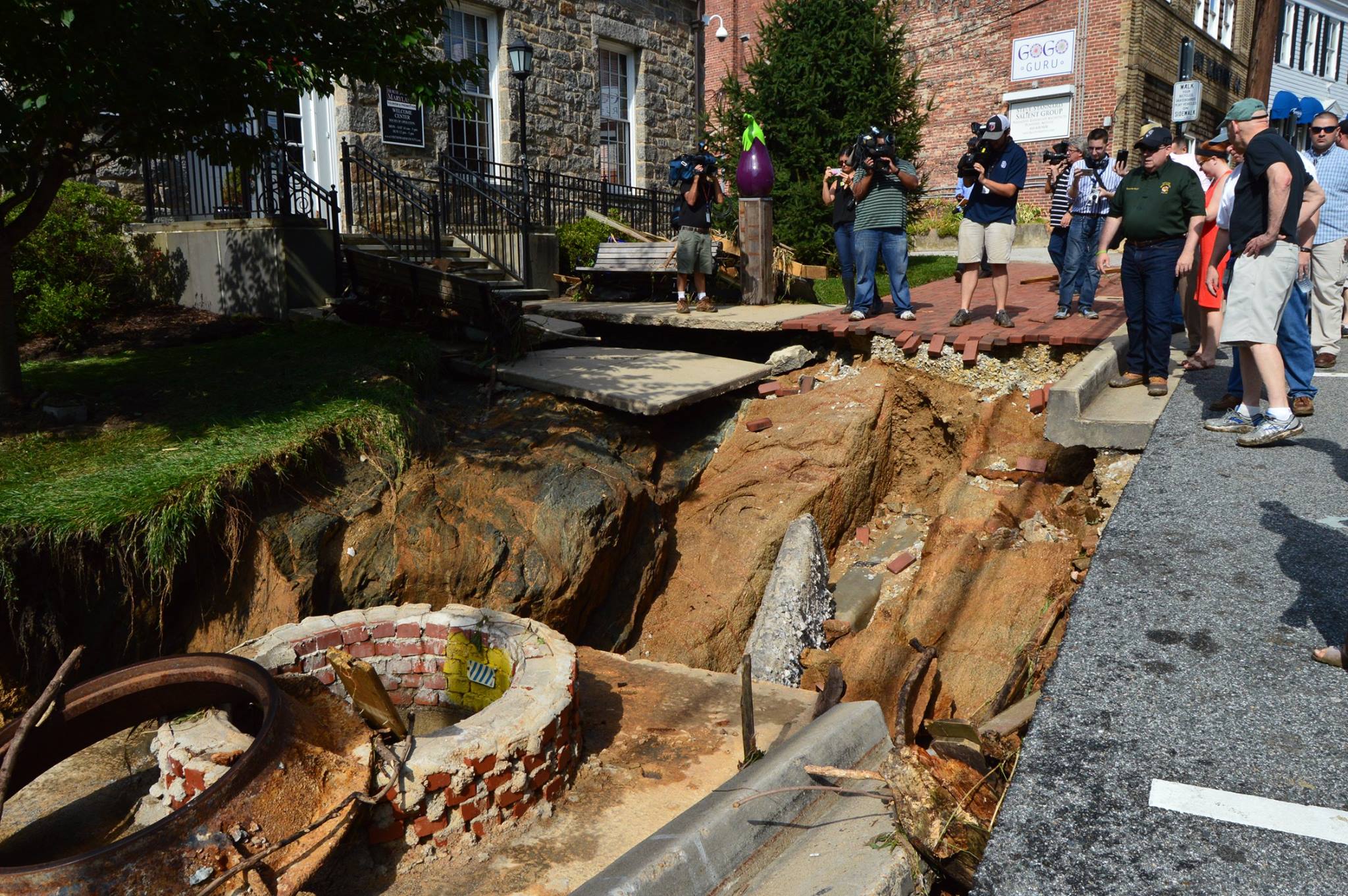 collapsed sidewalk