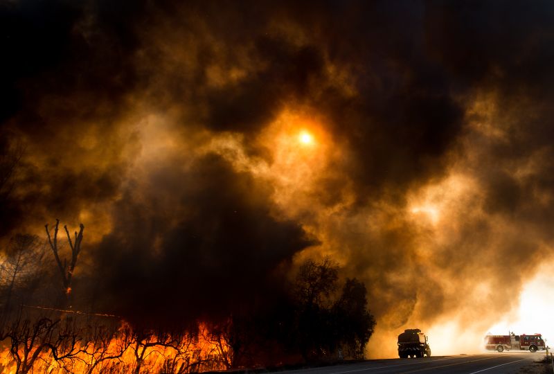 Firefighters battle a wildfire