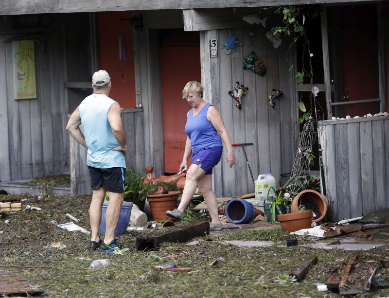 Residents check on damage after Hurricane Hermine passed through Cedar Key, Fla