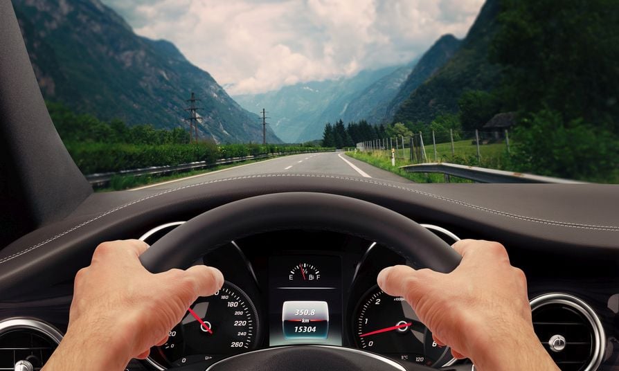 driver looking down road