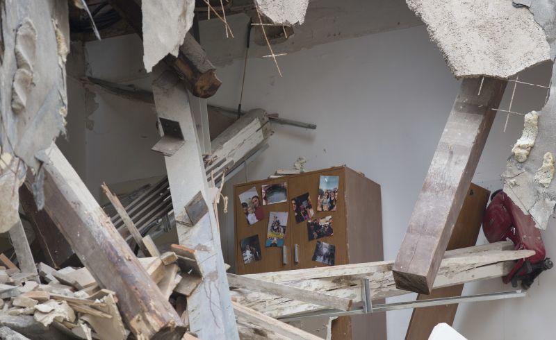 house was completely destroyed by an earthquake in the town of Camerino, Italy