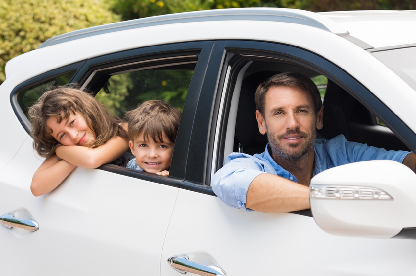 family in car