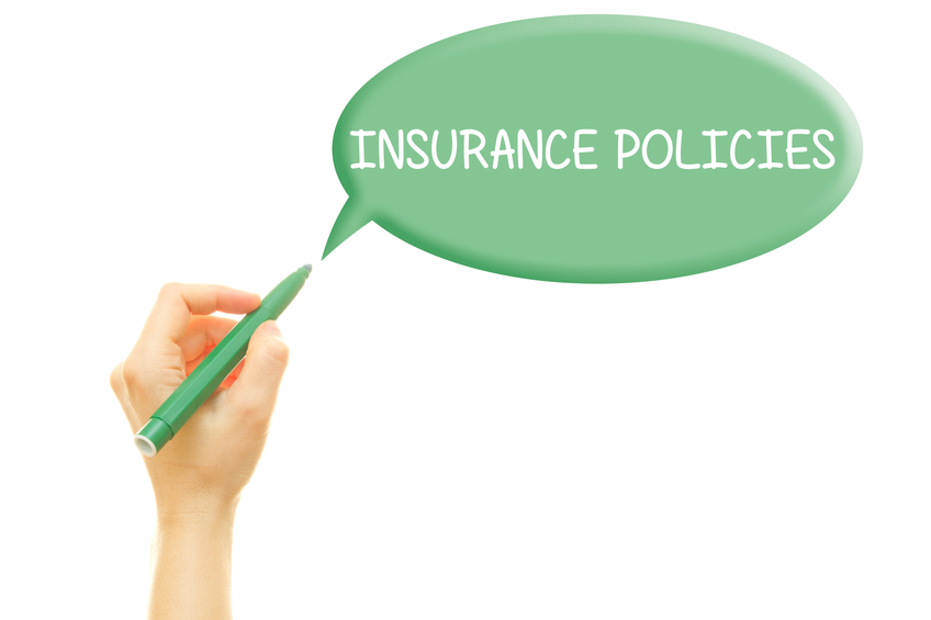 Words insurance policy in green bubble