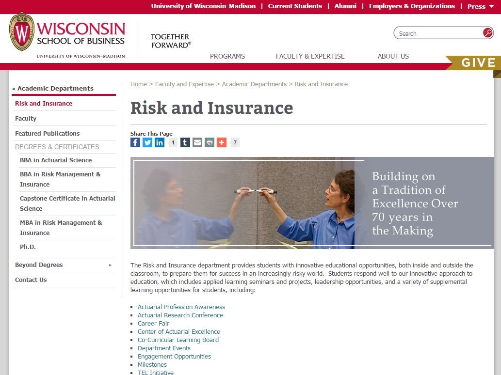 Univ. of Wisconsin--Madison Risk management and insurance program website