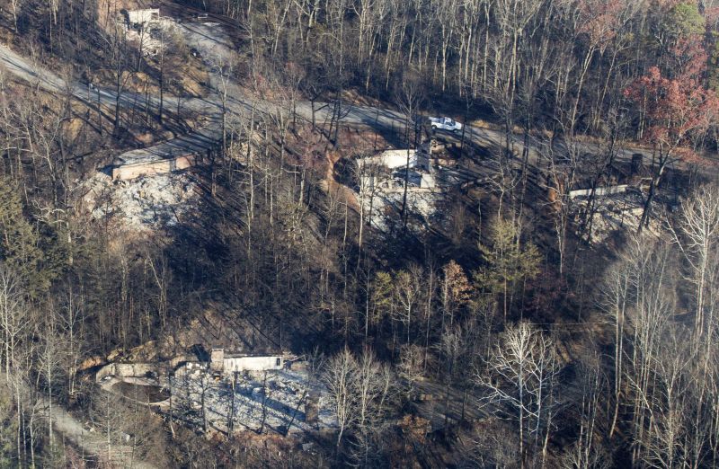 burned structures near Gatlinburg, Tenn,