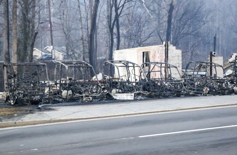 burned utility vehicles