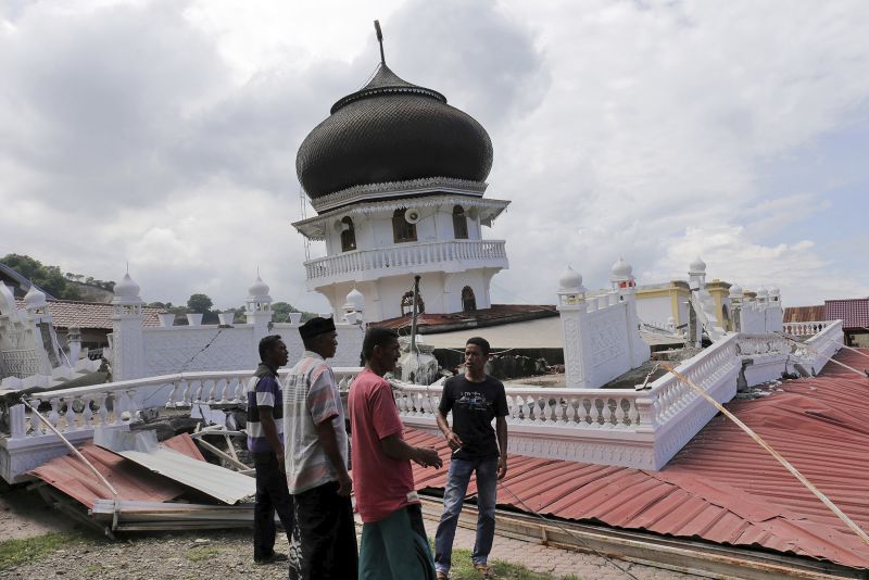 collapsed mosque after an earthquake