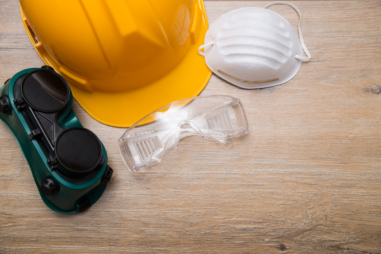 Hardhat and goggles for protection