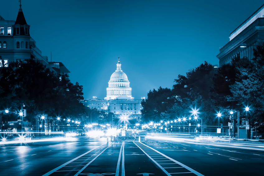 US Capitol at night