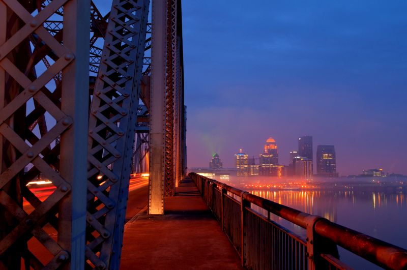 Louisville, Kentucky skyline at sunrise