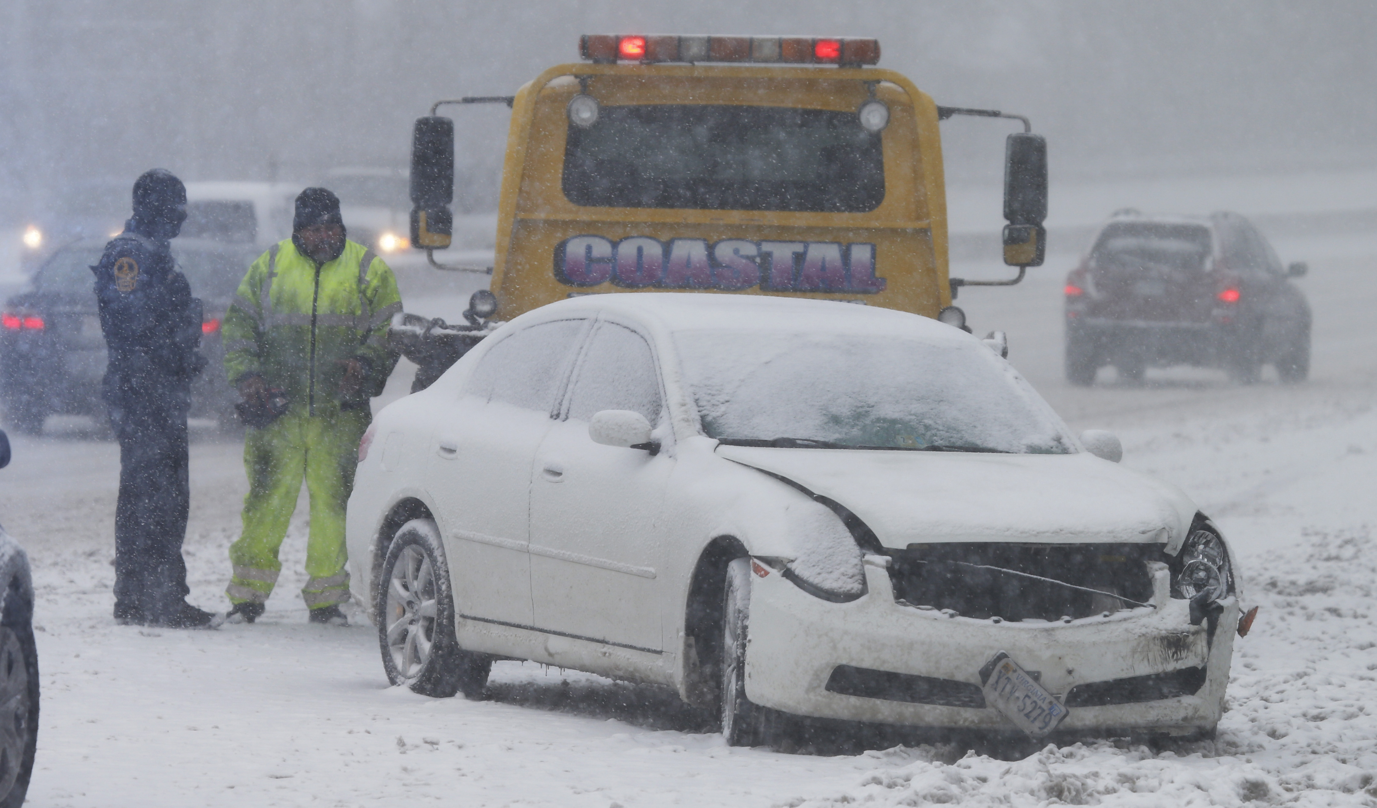 Car accident in blizzard