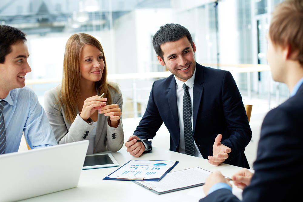 group of millennials talking