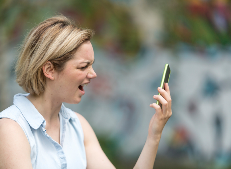 woman yelling on phone