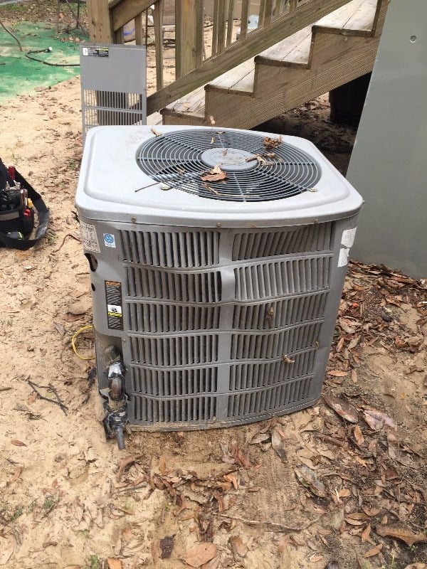 Hurricane-damaged condensing unit