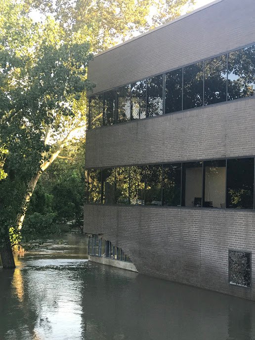 Hurricane Harvey flood damage to building in Houston