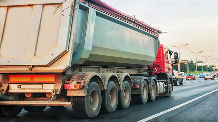 Large dump truck on highway