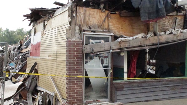 business building destroyed by natural disaster