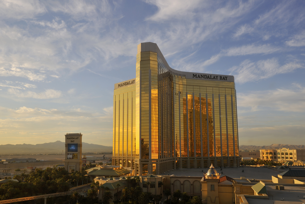 distant photo of the Mandalay Bay Hotel in Las Vegas