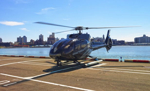 Helicopter taking off from NYC Pier 6